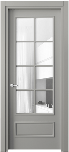 Межкомнатная дверь 8112 МНСР Прозрачное стекло. Цвет Матовый нейтральный серый. Материал Гладкая эмаль. Коллекция Париж. Фото. Дверь межкомнатная 8112 МНСР Прозрачное стекло. Цвет Матовый нейтральный серый. Материал Гладкая эмаль. Коллекция Париж. Картинка.