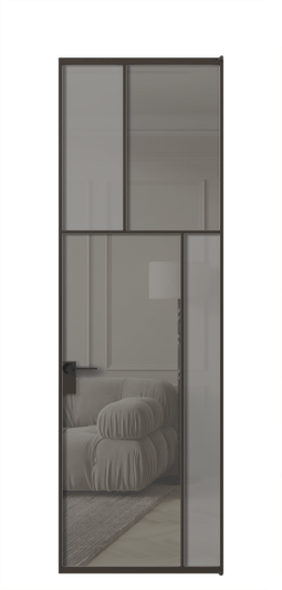 Дверь межкомнатная АЛПЛ041.23 ААН Серый сатин матовое + Серый прозрачное. Цвет Алюминий антрацит. Материал Алюминий в эмали. Коллекция Мозаик. Картинка.