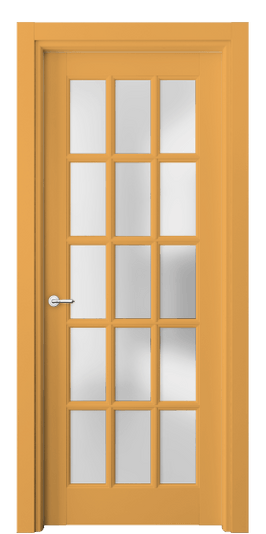 Дверь межкомнатная 6311 Пастельно-жёлтый RAL 1034. Цвет RAL Пастельно-жёлтый RAL 1034. Материал Массив бука эмаль. Коллекция Тоскана Грильято. Картинка.