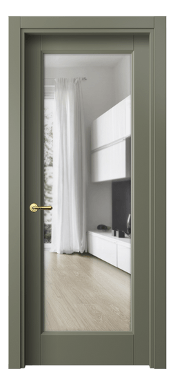 Дверь межкомнатная 1402 МОТ Прозрачное стекло. Цвет Матовый оливковый тёмный. Материал Гладкая эмаль. Коллекция Галант. Картинка.