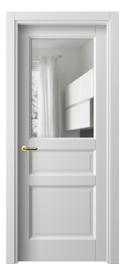 Дверь межкомнатная 1432 МБЛ Прозрачное стекло. Цвет Матовый белоснежный. Материал Гладкая эмаль. Коллекция Галант. Картинка.