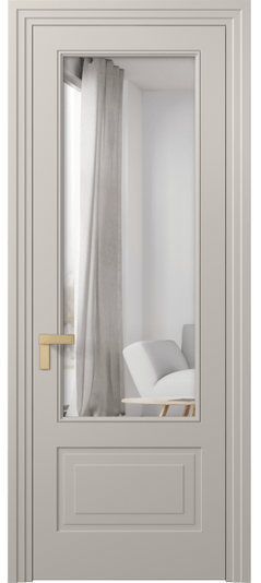 Дверь межкомнатная 8342 МСБЖ Двустороннее зеркало. Цвет Матовый светло-бежевый. Материал Гладкая эмаль. Коллекция Рокка. Картинка.