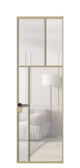 Дверь межкомнатная АЛПЛ041.22 ЗОЛ Золотой DUNE+LED. Цвет Золотой. Материал Алюминий металлик. Коллекция Мозаик. Картинка.