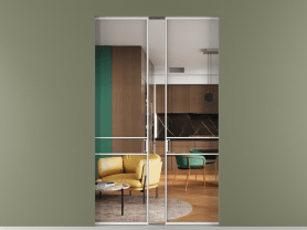 Алюминевая перегородка АЛПР 040.02 МБЛ Crystalvision. Цвет Алюминий белоснежный. Материал Алюминий в эмали. Коллекция Перегородка Формато скрытый пенал 2 створки. Картинка.