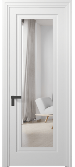Дверь межкомнатная 8303 МБЛ Зеркало с одной стороны. Цвет Матовый белоснежный. Материал Гладкая эмаль. Коллекция Рокка. Картинка.