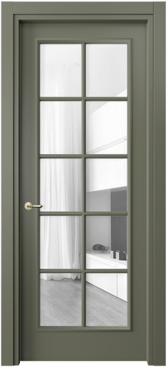 Межкомнатная дверь 8102 МОТ Прозрачное стекло. Цвет Матовый оливковый тёмный. Материал Гладкая эмаль. Коллекция Париж. Фото. Дверь межкомнатная 8102 МОТ Прозрачное стекло. Цвет Матовый оливковый тёмный. Материал Гладкая эмаль. Коллекция Париж. Картинка.