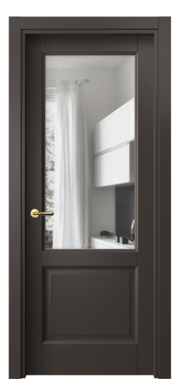 Дверь межкомнатная 1422 МАН Прозрачное стекло. Цвет Матовый антрацит. Материал Гладкая эмаль. Коллекция Галант. Картинка.