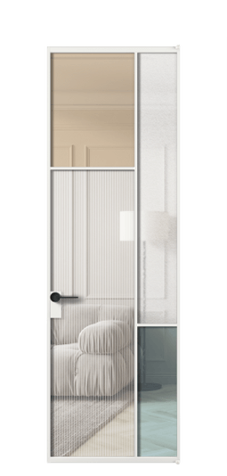 Дверь межкомнатная АЛПЛ041.10 АБЛ 4 стекла. Цвет Алюминий белоснежный. Материал Алюминий в эмали. Коллекция Мозаик. Картинка.