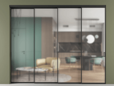 Перегородка Formato внутри проёма 4 створки с синхронным механизмом