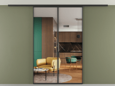 Перегородка Formato вдоль стены на потолок 2 створки