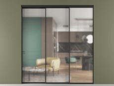 Перегородка Formato внутри проёма 3 створки с синхронным механизмом