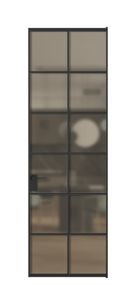 Дверь межкомнатная АЛПЛ040.05 Бронза сатин триплекс ЧЕР. Цвет Алюминий Черный. Материал Алюминий. Коллекция Формато. Картинка.