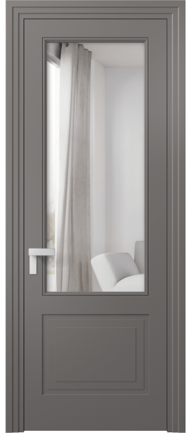 Дверь межкомнатная 8352 МКЛС Двустороннее зеркало. Цвет Матовый классический серый. Материал Гладкая эмаль. Коллекция Рокка. Картинка.