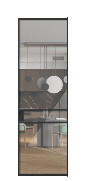 Дверь межкомнатная АЛПЛ040.02 ЧРН Алюминий Черный Stopsol Clear прозрачное. Цвет Алюминий Черный. Материал Алюминий. Коллекция Формато. Картинка.